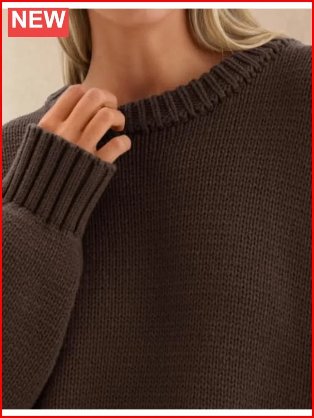 Womens Oversized Chunky Crewneck Long Sleeve Pullover Sweater Fall Winter